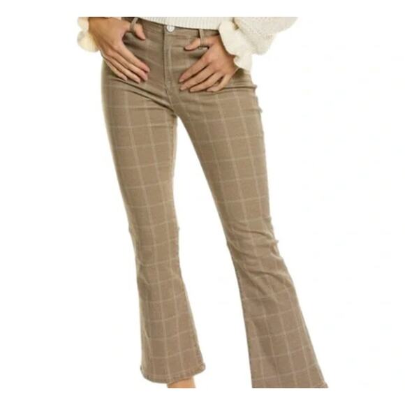 Frame Le Crop Mini Boot Cut Mid-Rise Jeans Skyblue Plaid and Khaki Size 29 - Picture 1 of 11
